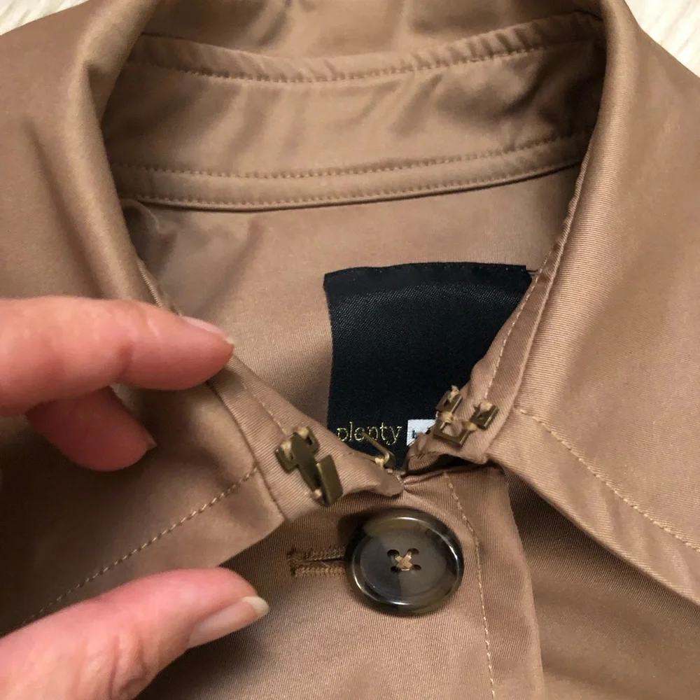 Plenty by Tracy Reese Corin Peplum Belted Brown Tan Trench Coat Jacket size S - Picture 4 of 16